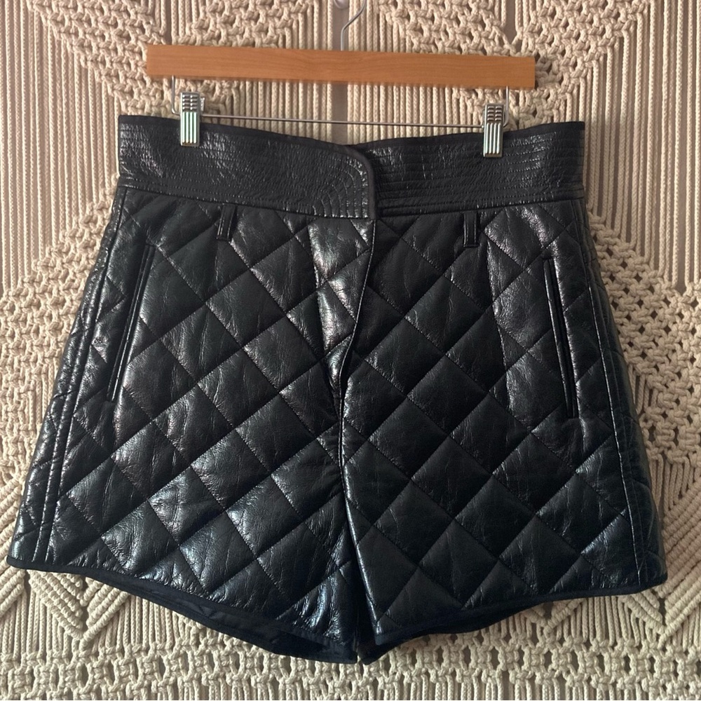 Quilted Paper Bag Faux Leather Shorts by Philosophy di Lorenzo Serafini